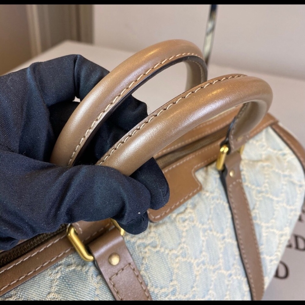 Gucci GG Rare Supreme Jeans Boston Bag Satchel - Picture 7 of 9